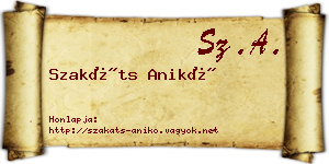 Szakáts Anikó névjegykártya